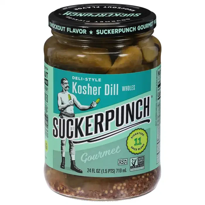 SuckerPunch Gourmet Deli Style Wholes Kosher Dill Pickles – 24 fl oz