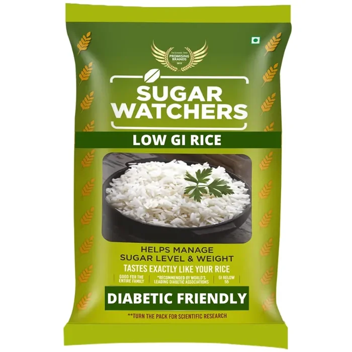 Sugar Watchers Low GI Rice Diabetic Friendly White Rice US FDA Registered Clinically Certified Low GI Patented Technology Natural & Pesticide Free Dietician Recommended 1Kg