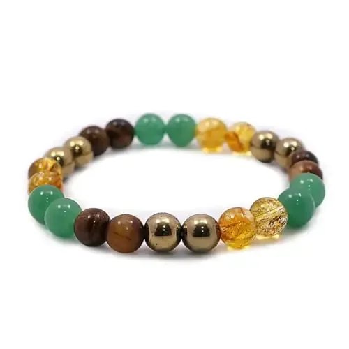 Sukhad Money Magnet Bracelet Citrine, Pyrite,Tiger Eye, Green Aventurine, Hematite Bracelet for Wealth,Income Abundance & Prosperity Crystal Stone Bracelet for Unisex, One Size, Stone, Agate