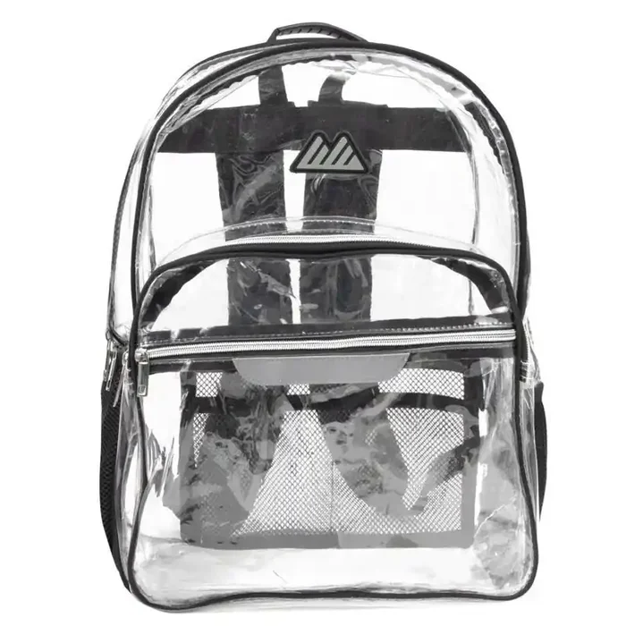 Summit Ridge Clear Backpack – Black Water-Resistant Dome Design for School Use