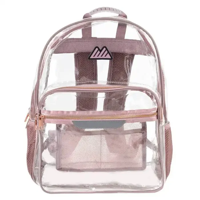 Summit Ridge Clear Backpack – Rose Water-Resistant School Bag for Kids