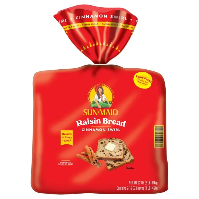 Sun-Maid Cinnamon Swirl Raisin Bread, Cinnamon Raisin Bread, 2-16 oz Loaves