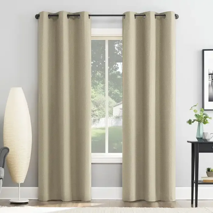 Sun Zero 84-in Taupe Blackout Thermal lined Grommet Single curtain panel