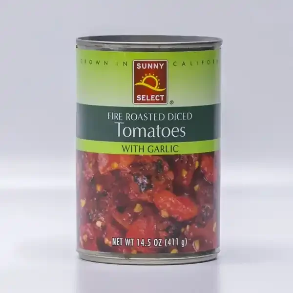 Sunny Select Fire Roasted Diced Tomatoes in Tomato Juice with Garlic 14.5 oz
