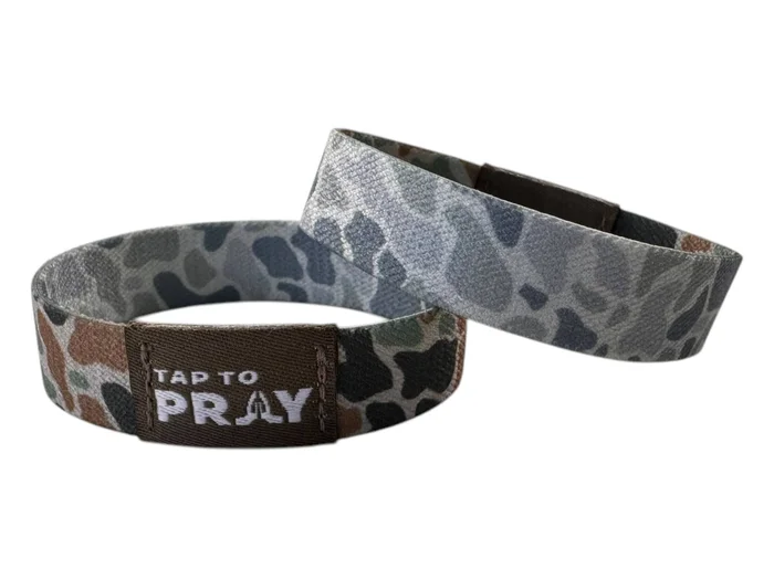 Tap To Pray™ Wristbands – River Rock Camo Classic & Sage