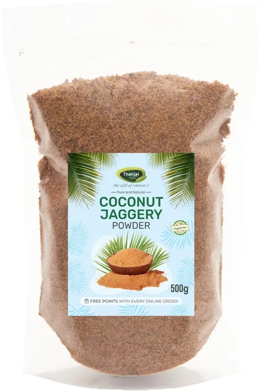 Thanjai Natural 500g Coconut Sugar/Coconut Jaggery Powder Traditional Method Made Unrefined 100% Natural No Preservative