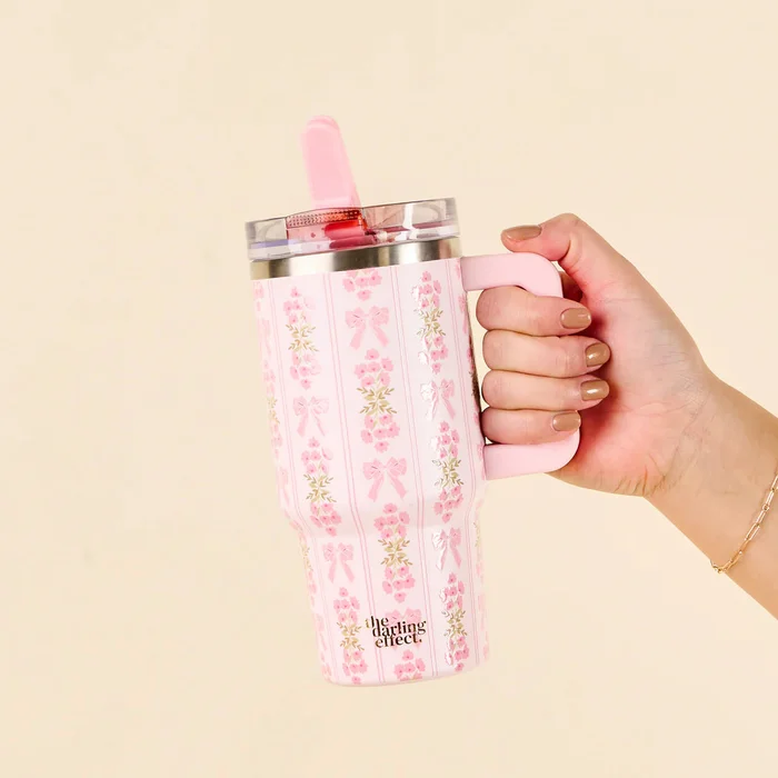 The Darling Effect 20 oz Lifestyle Flip Straw Tumbler-Oh So Fancy Pink