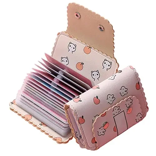 The Magic Makers 20 Slots Leather Wallet Holder For Credit And Business Card Id/Visiting/Debit Leatherette Case For Men & Women (Pink)