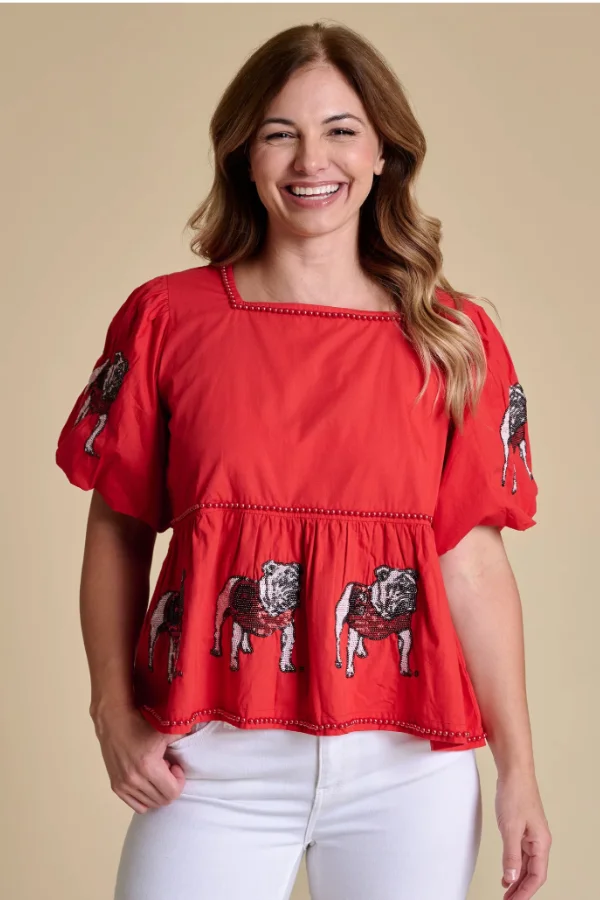 THE PUFF SLEEVE PEPLUM TOP | GEORGIA