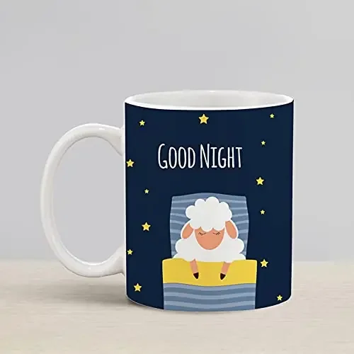 The Purple Tree Good Night Sheep Cute Mug for Kids and Youngsters (Pack of 1, 330 ml) Cute Mug, Kids Mug, Funny Mug, Coffee Mug, Birthday Gift Mug, Gift for Friends, Milk Mugs