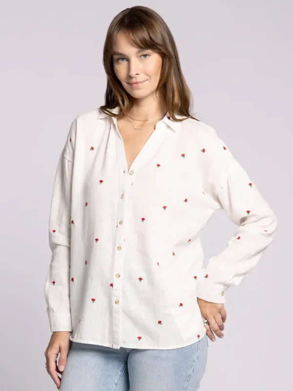Thread & Supply Ivory Floral VENA SHIRT