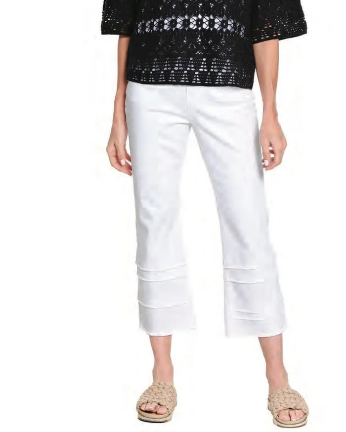 Tiered Leg Crop Jean – White
