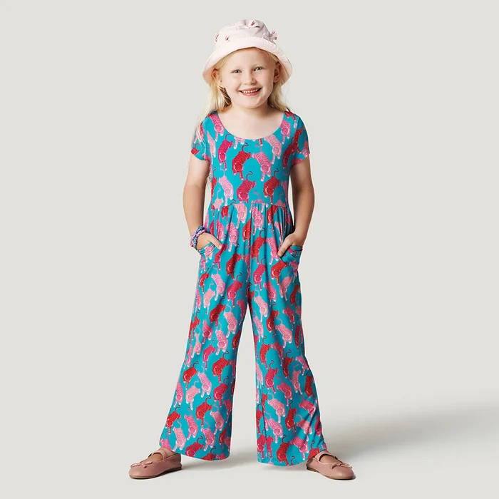 Tiger Blue Sleeveless Girls Wide Leg Jumpsuit | Le Tigre