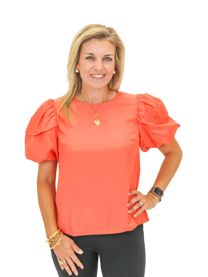 Tulip Sleeve Top – Coral