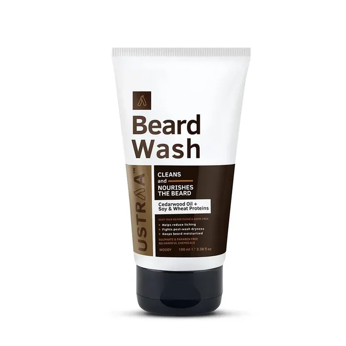 Ustraa Beard Wash Woody – 100 ml – Sulphate-free Beard Wash Thick Foam, No Post-wash Dryness, Cleansed & Smooth Beard Beard Shampoo for Germ-Free Beard