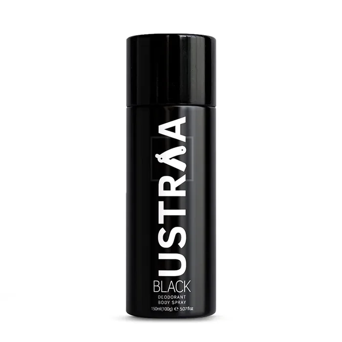 Ustraa Black Deodorant Spray For Men, 150Ml Strong & Intense Fragrance, Boosts Freshness, Fights Bad Odour, Prevents Itching & Irritation With Aloe Vera – Sweet