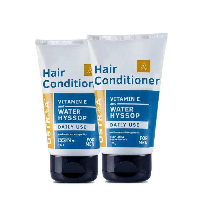Ustraa Daily Use Hair Conditioner – 100 g x 2 – Daily Use Post-Shampoo Conditioner No SLS No Paraben with Water Hyssop (Brahmi) & Vitamin E For All Scalp Types