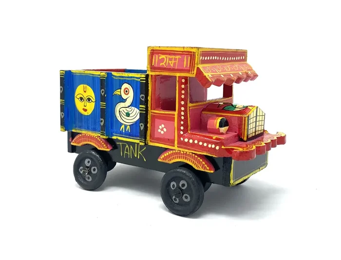 VARANASI WOODEN TOYS Wooden Truck Toy Or Wooden Truck for Decoration Handicraft Item Made by Varanasi karigars (Size 16 x 12 Cm 300 Gm)