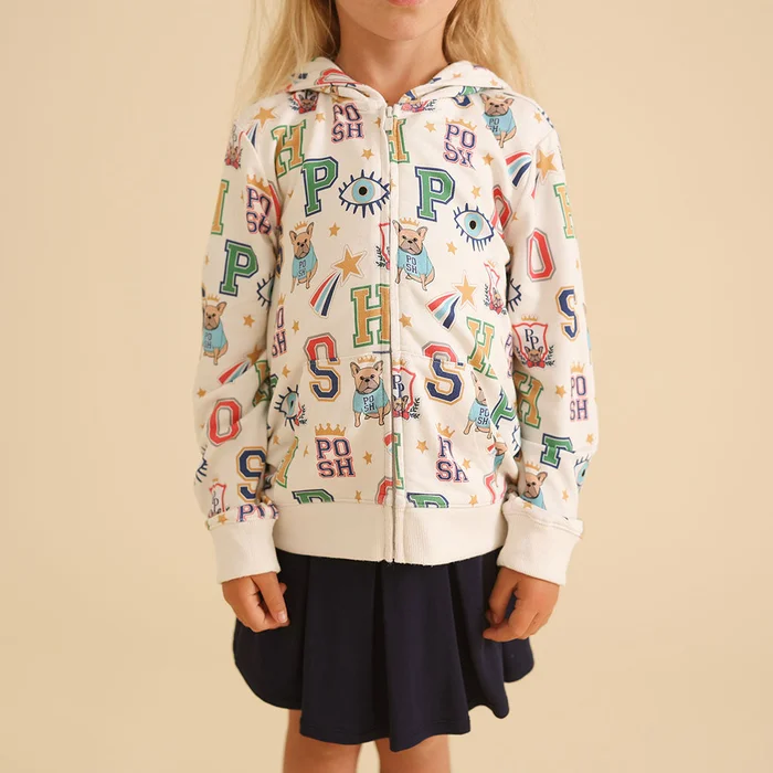 Varsity Beige Toddler Hooded Jacket | Brooke