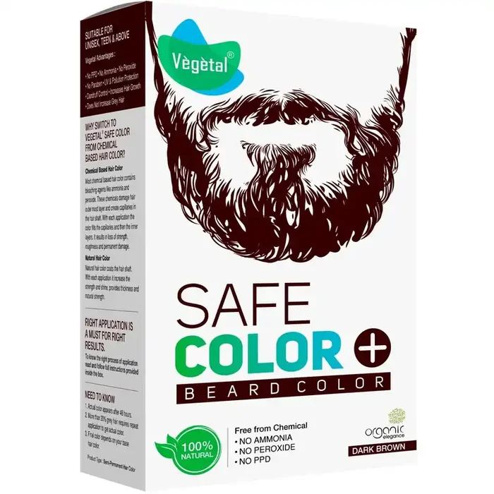 Vegetal Safe Hair Color -Dark Brown 25gm – Certified Organic Chemical and Allergy Free Bio Natural Beard Hair Color with No Ammonia Formula & PPD