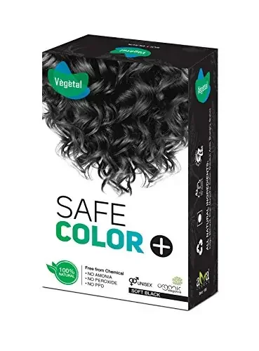 Vegetal Safe Hair Color Soft Black 100gm – Certified Organic Chemical and Allergy Free Bio Natural Hair Color with No Ammonia Formula for Men and Women