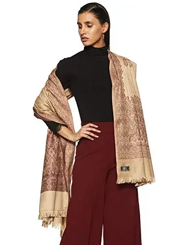 Weavers Villa Women‘s Pashmina Wool Blend Women‘s Shawl-7S-R4PR-IPWW