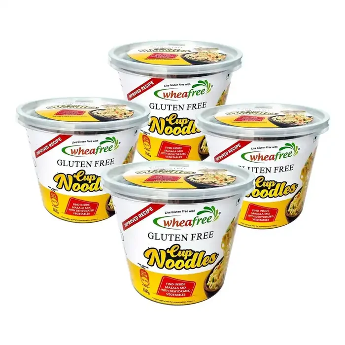 Wheafree Gluten Free Cup Noodles (Pack of 4 x 100g each) Quick and Easy to Cook New & Better Formulation Comes with Tastemaker Vegetarian