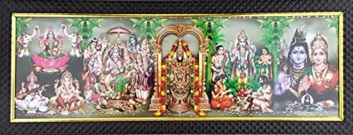 Wood 7 Hills Store Five In One Gods Photo Frame For Pooja Wall Mount Multi-coloured