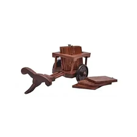 Wooden Tea Coffee Coaster Set CART Shape Office Home Decor Dining Accessory