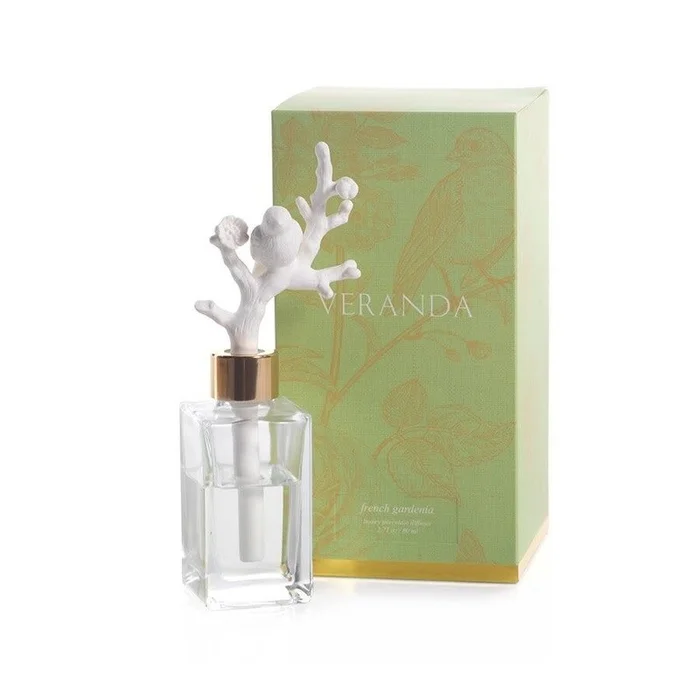 Zodax Veranda Porcelain Diffuser-Birds/Twig-Gardenia